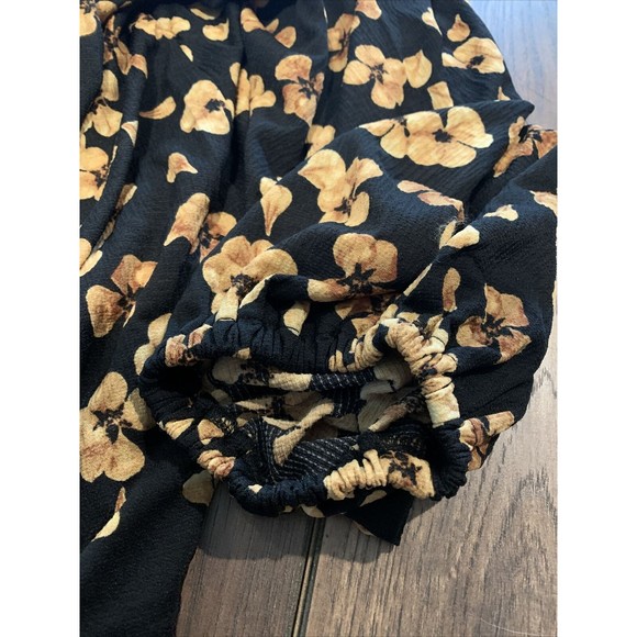 Ava & Viv Plus Size Floral Print Long Sleeve Knit Blouse, Gold, X (14W), 1020 - Picture 4 of 8